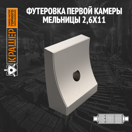 Футеровка первой камеры мельницы 2,6х11